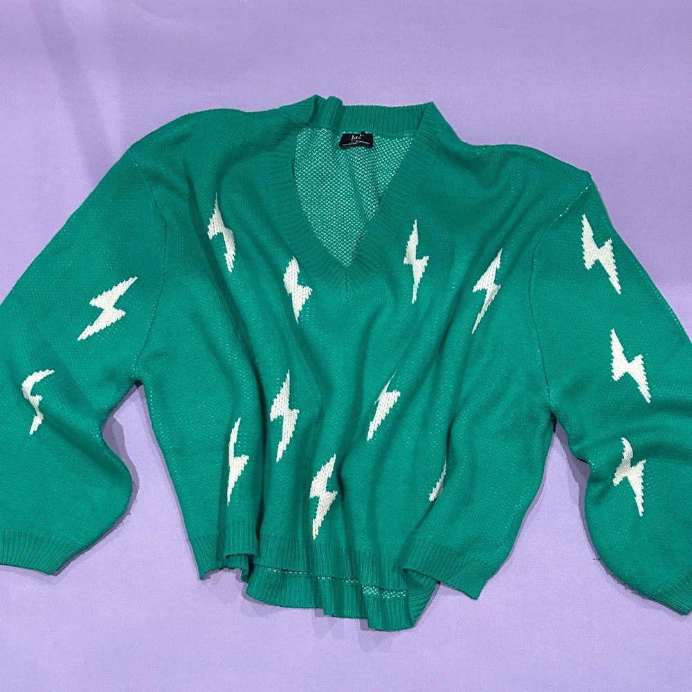 Dressed in LaLa Green Lightning Bolt Sweater